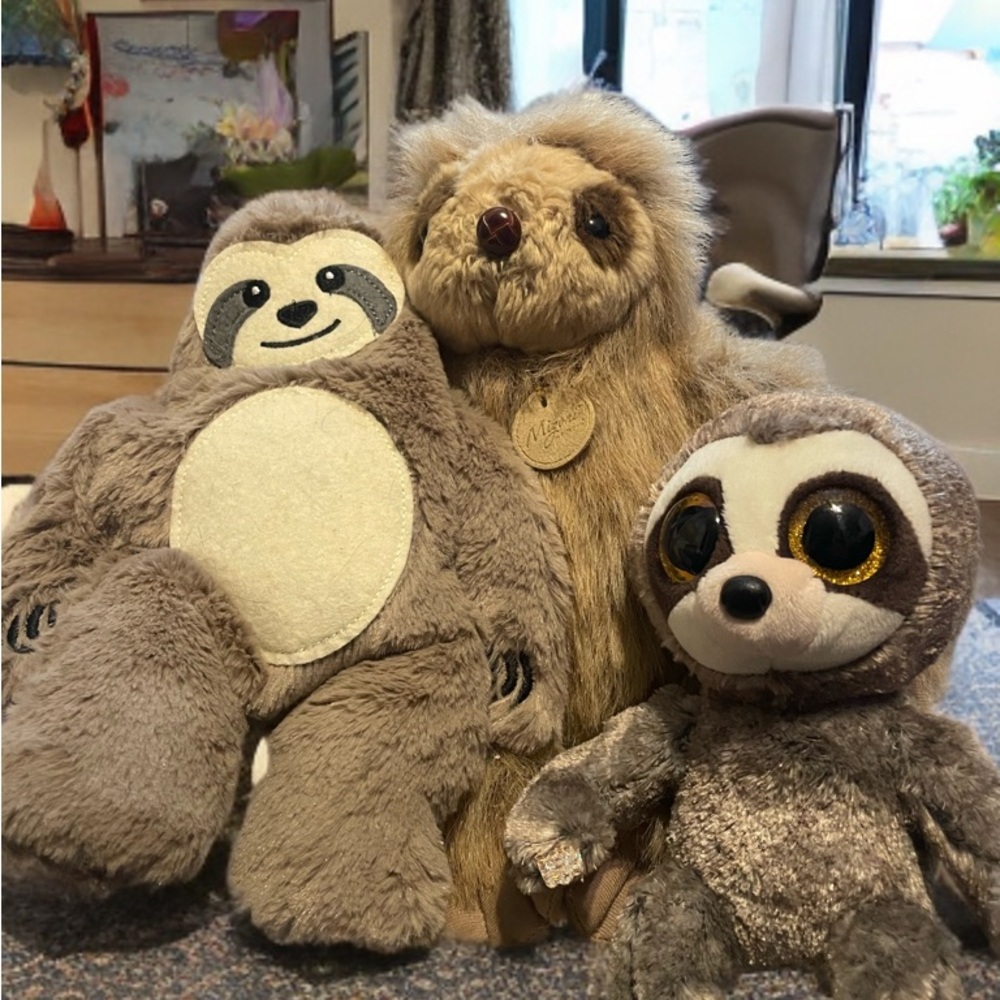 Adorable Sloth Plush Toy Set - Brown and Cream